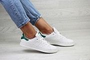 Женские кеды белые с зеленым Adidas Stan Smith 8058 Мелитополь