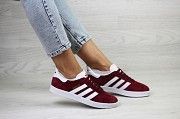 Женские кеды бордовые Adidas Gazelle 8037 Мелитополь