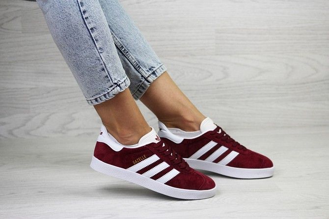 Женские кеды бордовые Adidas Gazelle 8037 Мелитополь - изображение 1