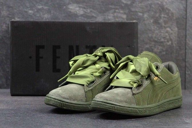 Женские кроссовки Suede Bow зеленые 3107 Мелитополь - изображение 1