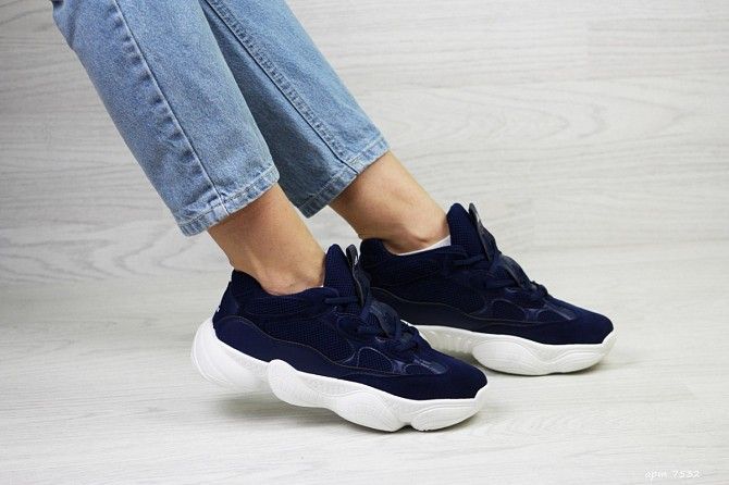 Женские кроссовки темно синие Yeezy 500 7532 Мелитополь - изображение 1