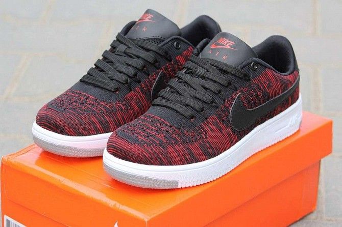 Женские кроссовки Nike Airforce черные с красным 2147 Мелитополь - изображение 1