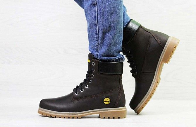 Женские черные ботинки зимние коричневые Timberland 6940 Мелитополь - изображение 1