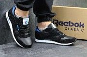 Кроссовки Classic Leather since 1983 черные с голубым 4020 Мелитополь