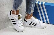 Кроссовки женские белые с черными полосками Superstar 6362 Мелитополь