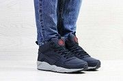 Кроссовки женские на зиму темно синие с серым Huarache 6914 Мелитополь