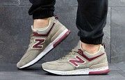 Кроссовки мужские  New Balance 574 бежевые с бордовым 4276 Мелитополь