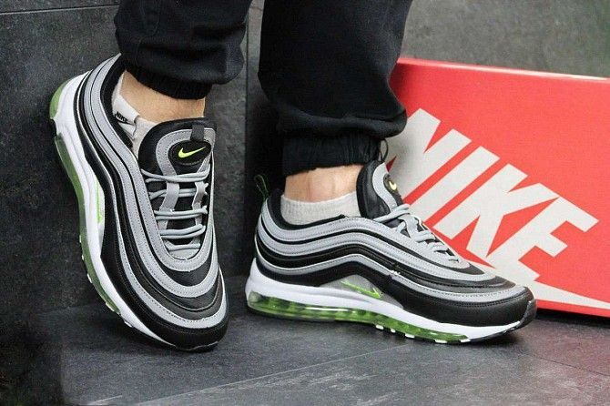 Кроссовки мужские cерые с салатовым Nike 97 4681 Мелитополь - изображение 1