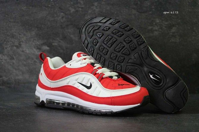 Кроссовки мужские белые с красным Nike Air Max 98 x Supreme 6172 Мелитополь - изображение 1