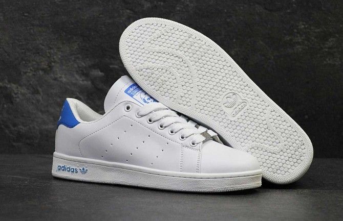 Кроссовки мужские белые с синим Stan Smith 5887 Мелитополь - изображение 1