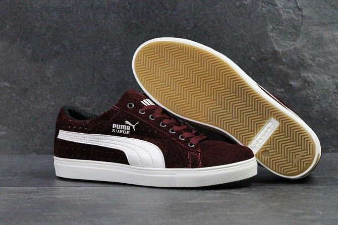 Кроссовки мужские бордовые Suede 5287 Мелитополь - изображение 1