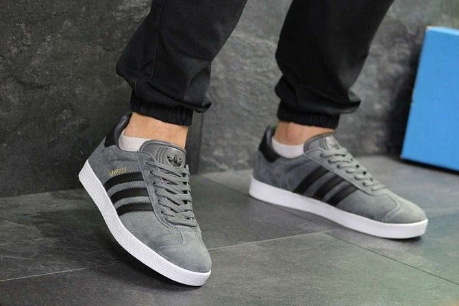 Кроссовки мужские серые с черным Adidas Gazelle 7115 Мелитополь - изображение 1