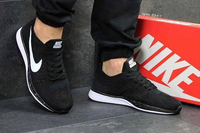 Кроссовки мужские черно-белые Nike Flyknit Racer 5347 Мелитополь - изображение 1