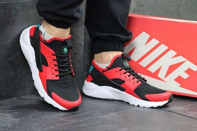 Кроссовки мужские черно-красные Nike Huarache 4656 Мелитополь - изображение 1