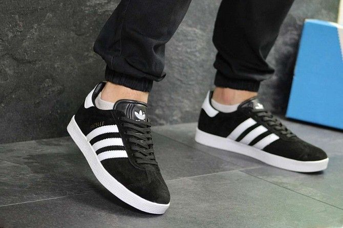 Кроссовки мужские черные с белым Adidas Gazelle 7113 Мелитополь - изображение 1