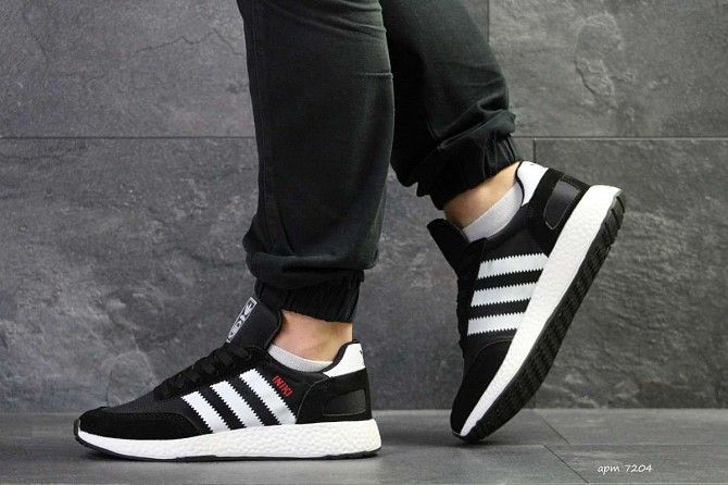 Кроссовки мужские черные с белым Iniki 7204 Мелитополь - изображение 1