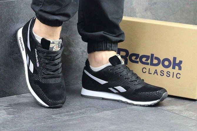 Кроссовки мужские черные с белым Reebok 4126 Мелитополь - изображение 1