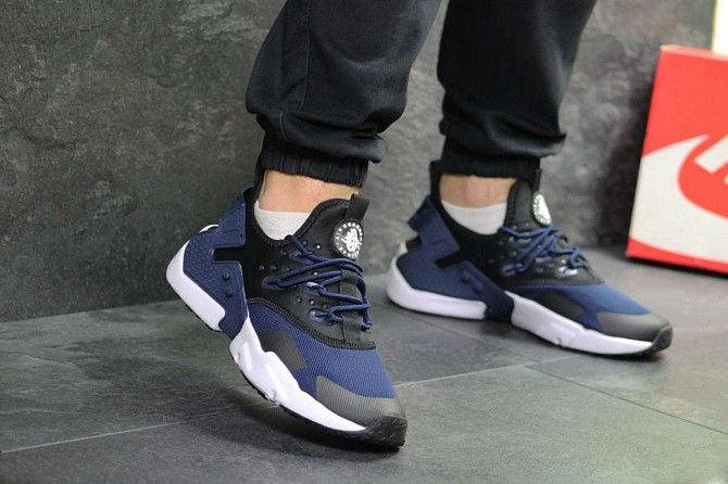 Кроссовки мужские черные с синим Air Huarache 7108 Мелитополь - изображение 1