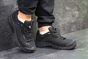 Кроссовки мужские черные с синим Salomon soft shell 6471 Мелитополь