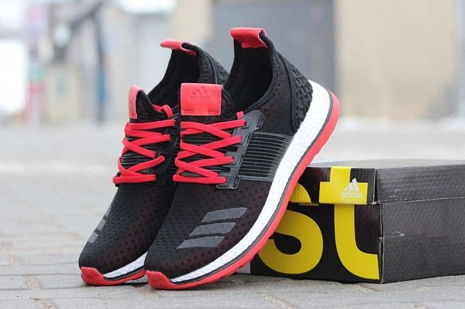 Кроссовки Pure Boost черные с красным 1664 Мелитополь - изображение 1