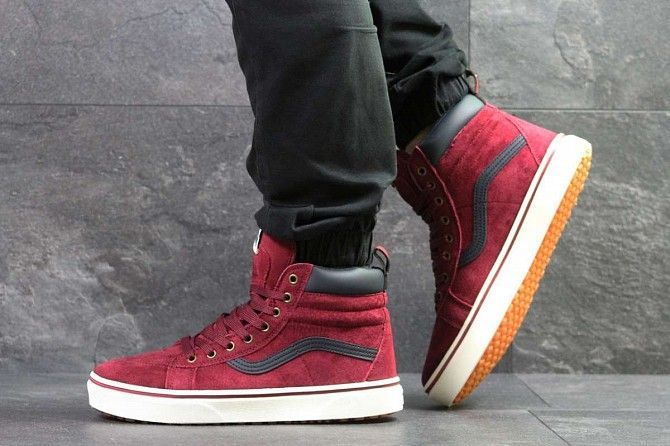Мужские зимние кеды бордовые Vans 6748 Мелитополь - изображение 1
