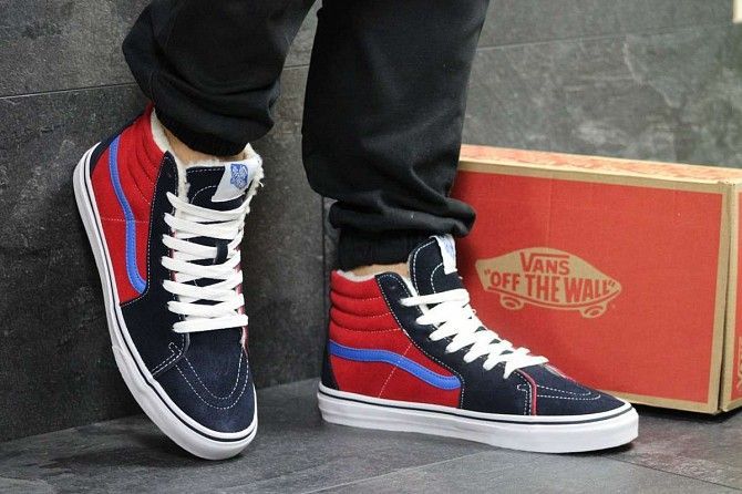 Мужские зимние кеды синие с красным Vans 6498 Мелитополь - изображение 1