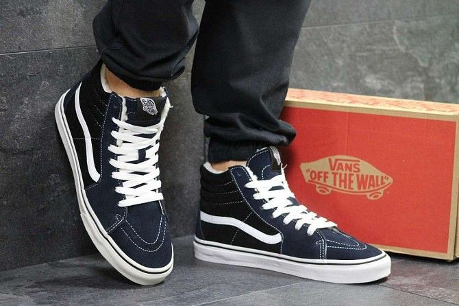 Мужские зимние кеды темно синие с черным Vans 6494 Мелитополь - изображение 1