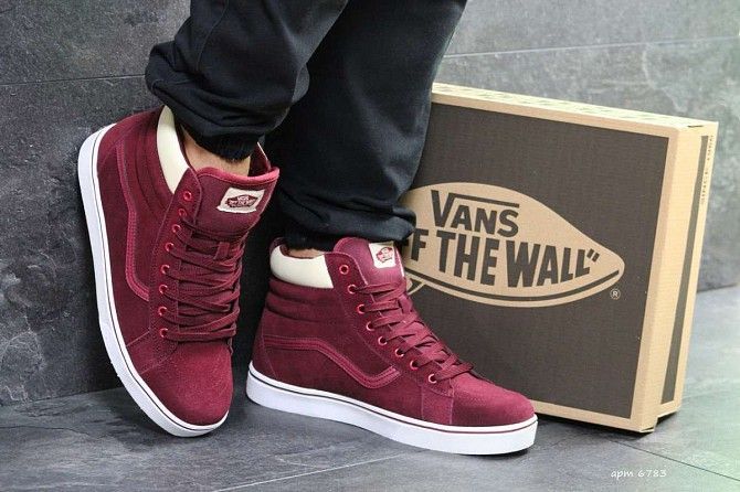 Мужские зимние кроссовки бордовые Vans 6783 Мелитополь - изображение 1