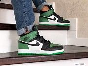 Мужские зимние кроссовки зеленые с белым и черным Air Jordan 1 Retro 8668 Мелитополь