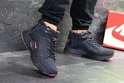 Мужские зимние кроссовки темно синие с желтым Huarache 6777 Мелитополь
