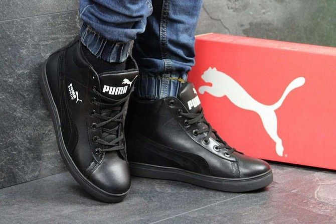 Мужские зимние кроссовки черные Suede 6619 Мелитополь - изображение 1