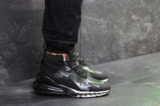 Мужские зимние кроссовки черные с зеленым Nike Air Max 270 6650 Мелитополь - изображение 1