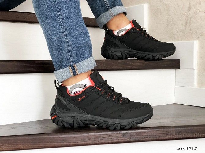 Мужские зимние кроссовки черные с оранжевым Merrell 8715 Мелитополь - изображение 1