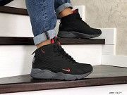 Мужские зимние кроссовки черные с серым и красным Air Huarache 8619 Мелитополь
