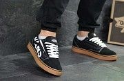 Мужские кеды черные с коричневым Vans 7162 Мелитополь