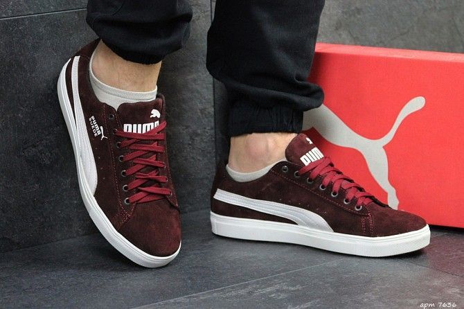 Мужские кеды бордовые Suede 7636 Мелитополь - изображение 1
