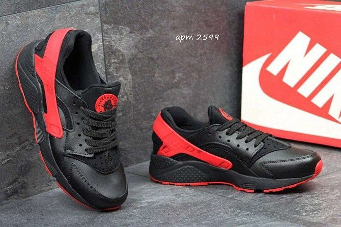 Мужские кроссовки Huarache черные с красным 2599 Мелитополь - изображение 1