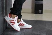 Мужские кроссовки белые с красным Adidas La 8312 Мелитополь
