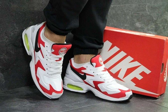 Мужские кроссовки белые с красным Air Max 2 Light 7055 Мелитополь - изображение 1