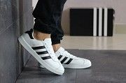Мужские кроссовки белые с черным Adidas Gazelle 8487 Мелитополь