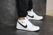 Мужские кроссовки белые с черным Nike Air Force 8442 Мелитополь