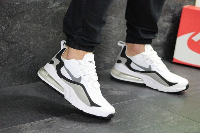 Мужские кроссовки белые с черным Air Max 270 React 7710 Мелитополь - изображение 1