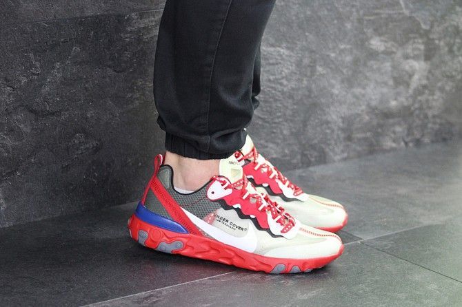 Мужские кроссовки красные с бежевым Undercover X React Element 87 7908 Мелитополь - изображение 1