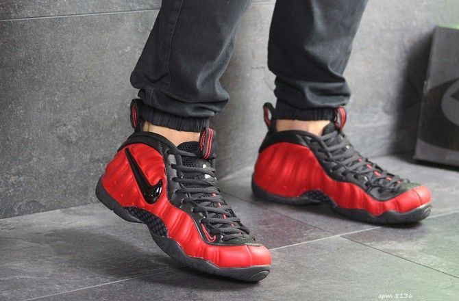 Мужские кроссовки красные с черным Air Foamposite Pro 8136 Мелитополь - изображение 1