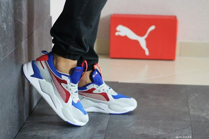 Мужские кроссовки светло серые с синим Puma RS-X Hard Drive 8283 Мелитополь - изображение 1