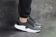 Мужские кроссовки серые с белым и зеленым Adidas 7912 Мелитополь
