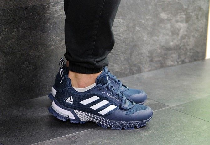 Мужские кроссовки синие с белым Adidas Fast Marathon 2.0 7416 Мелитополь - изображение 1