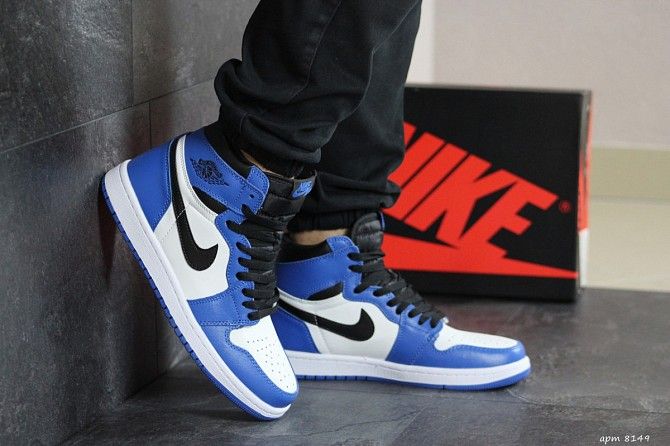 Мужские кроссовки синие с белым Nike Air Jordan 1 Python 8149 Мелитополь - изображение 1