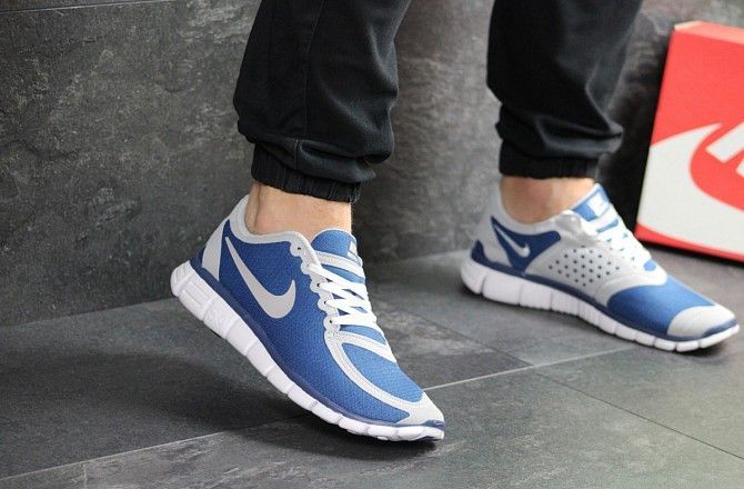 Мужские кроссовки синие с белым Free Run 5.0 7678 Мелитополь - изображение 1
