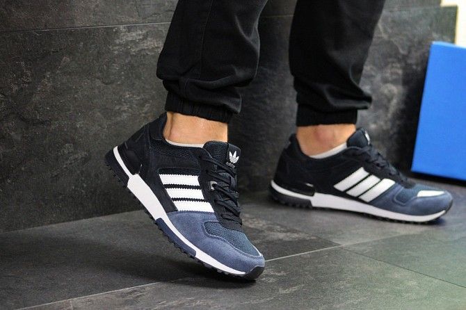 Мужские кроссовки темно синие с голубым ZX 700 7274 Мелитополь - изображение 1